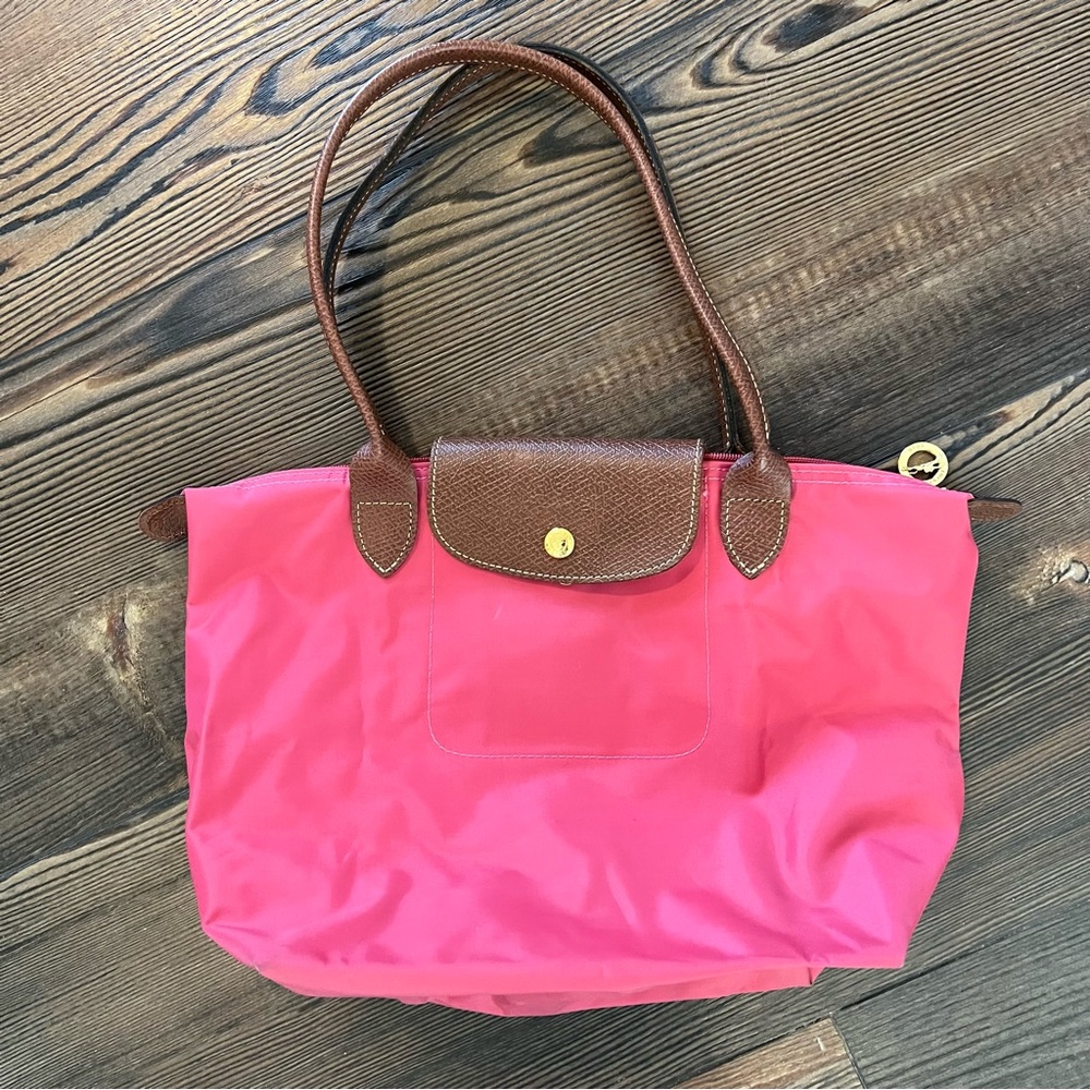 Longchamp Pink Bag Purse Tote Foldable le Pilage 14" x 10" x 5.5"